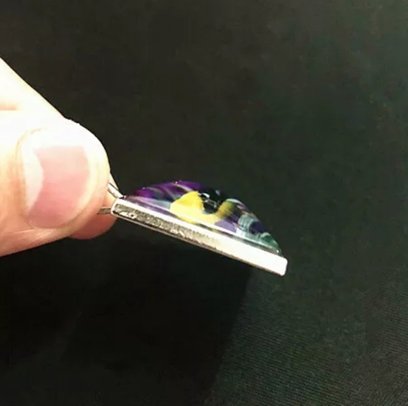 Colorful Tree of Life Tile Silver & Glass Necklace - Picture 4 of 8